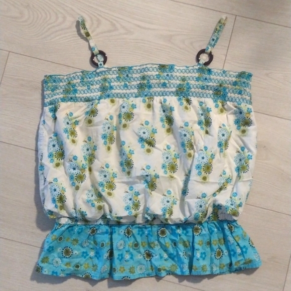 🆕+ Size Stretch FLORAL, Lined Top w Embroidered Elastic Upper & Ruffle Peplum!! - Picture 3 of 6